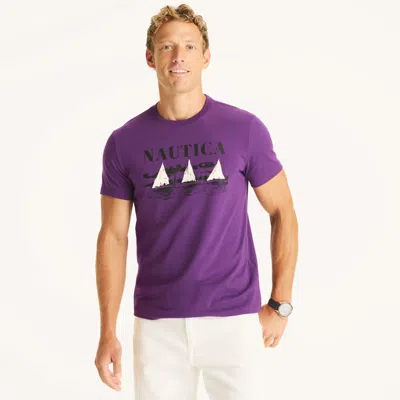 Nautica Mens Keep Calm Graphic T-shirt In Purple