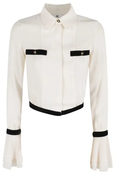 Elisabetta Franchi Camisole Shirt With Layered Ruffle Cuffs In White
