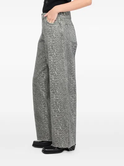 Liu •jo Animal Print Jeans With Pockets And Strass In Gray