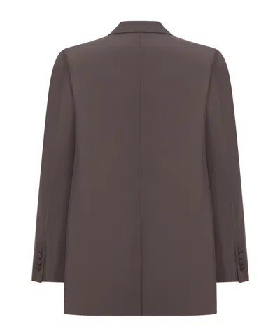 Gucci Double-breasted Technical Panama Jacket In Brown