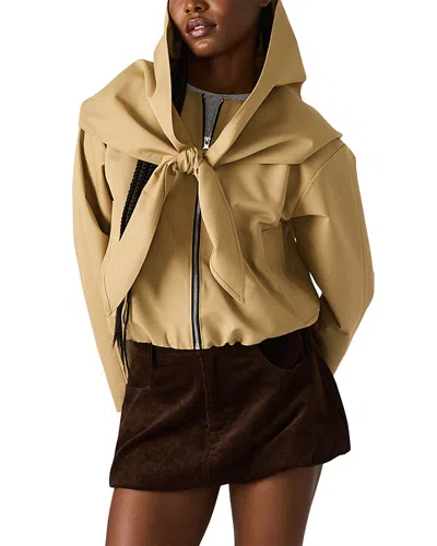 Steve Madden Heidi Cotton Blend Jacket With Removable Hood In Brown