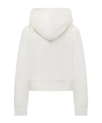 Palm Angels White Cotton Hooded Sweatshirt In Multi