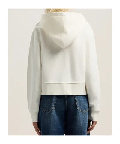 Palm Angels White Cotton Hooded Sweatshirt In Multi