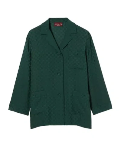 Gucci Gg Silk Jacquard Shirt In Multi