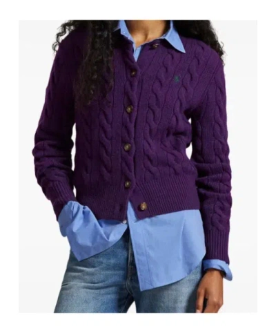 Polo Ralph Lauren Cable-knit Cardigan In Purple