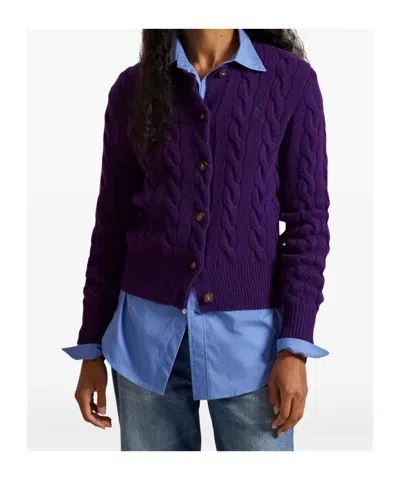 Polo Ralph Lauren Cable-knit Cardigan In Purple
