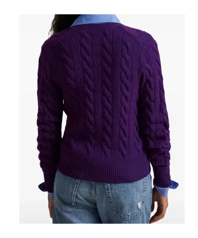 Polo Ralph Lauren Cable-knit Cardigan In Purple