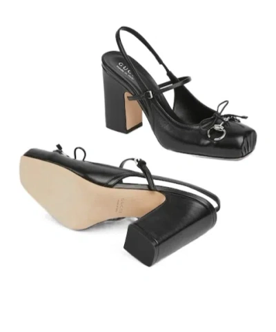 Gucci Horsebit Damenpumps Mit Fersenriemchen In Black
