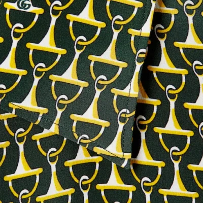 Gucci Horsebit Pattern Silk Long Sleeve Shirt In Yellow