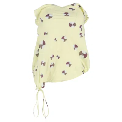 Marni Printed Strapless Top In Yellow Cotton In Yellow