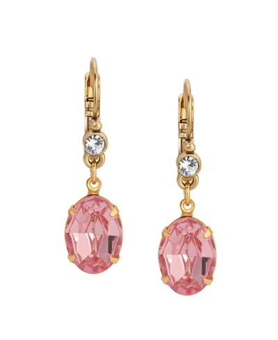 2028 14k Gold Dipped Pink Oval Drop Earrings In Pink