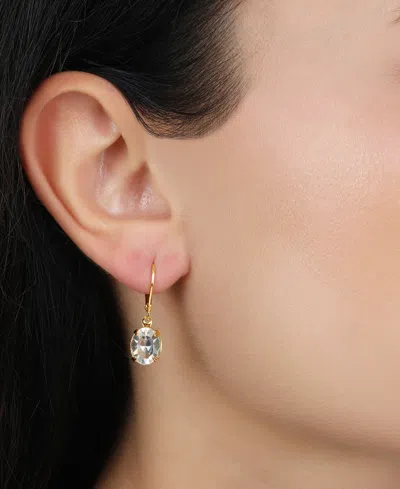 2028 Gold Tone Crystal Drop Leverback Earring In White