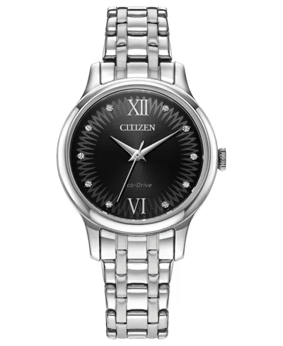 Citizen Womens Silver Tone Stainless Steel Bracelet Watch Em0891-58e In Metallic