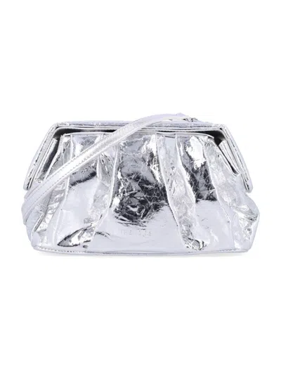 Themoirè Afrodite Metallic Silver Clutch In Silver