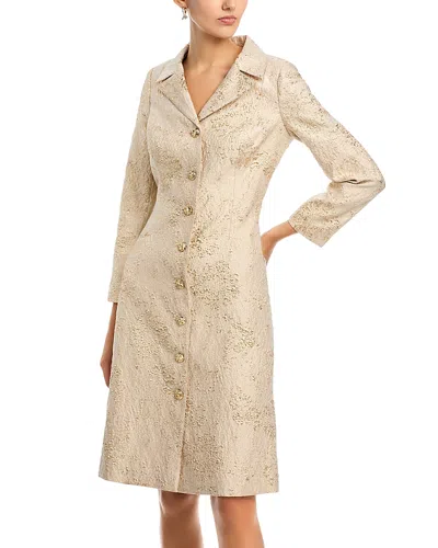 Teri Jon By Rickie Freeman Metallic Jacquard Coat Dress In Gold