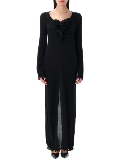 Magda Butrym Dress 01 Black Midi Dress Ls In Black