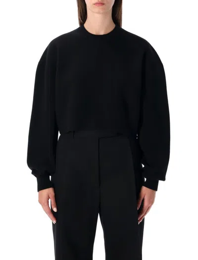 Tom Ford Sculptural Double Face Virgin Wool Blend Crop Sweater In Black