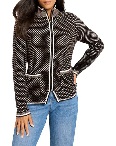 Nic + Zoe Nic+zoe Brick Stitch Knit Jacket In Black