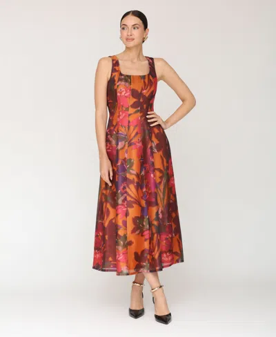 Avec Les Filles Paneled Midi Dress In Multi