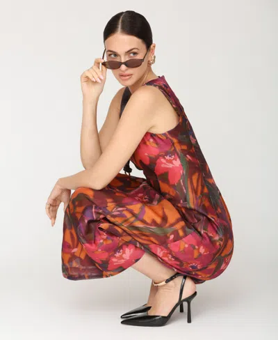 Avec Les Filles Paneled Midi Dress In Multi