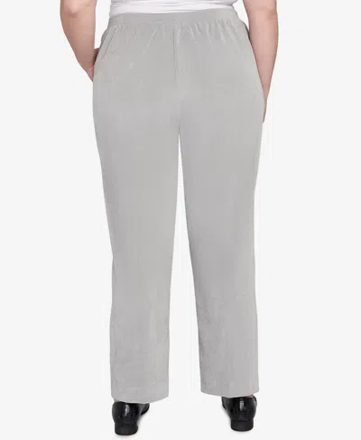 Alfred Dunner Plus Size Stockbridge Pull-on Corduroy Flat Front Short Length Pant In Gray