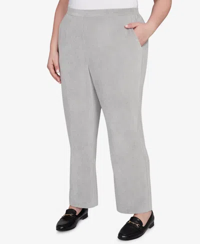 Alfred Dunner Plus Size Stockbridge Pull-on Corduroy Flat Front Short Length Pant In Gray