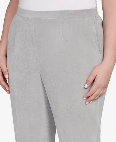Alfred Dunner Plus Size Stockbridge Pull-on Corduroy Flat Front Short Length Pant In Gray