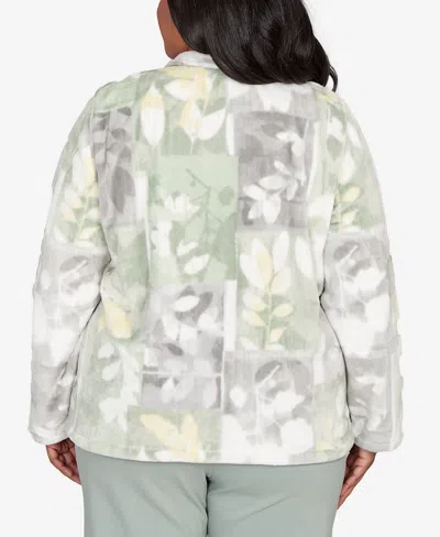 Alfred Dunner Plus Size Stockbridge Leaf Patchwork Cozy Knit Jacket In Multi