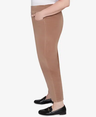 Alfred Dunner Plus Size Vienna Allure Fit Flat Front Corduroy Average Length Pant In Brown