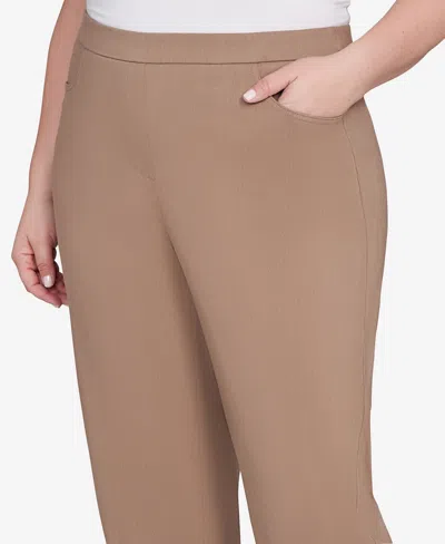 Alfred Dunner Plus Size Telluride Modern Corduroy Faux Fly Front Average Length Pants In Brown