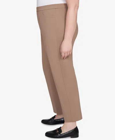 Alfred Dunner Plus Size Telluride Modern Corduroy Faux Fly Front Average Length Pants In Brown