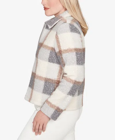 Alfred Dunner Vienna Plaid Knit Boucle Jacket In Multi