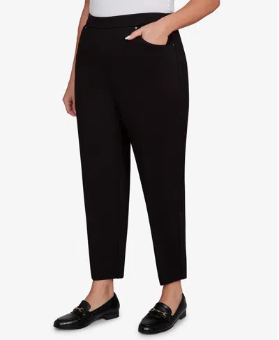 Alfred Dunner Plus Size Barcelona Stretch Ponte Knit Short Length Pant In Black
