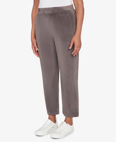 Alfred Dunner Plus Size Calm Luxe Double Knit Average Length Pant In Gray