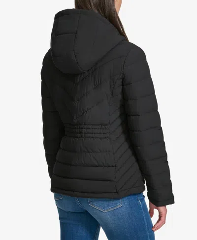 Tommy Hilfiger Women's Long Sleeves Hooded Puffer Jacket In Black
