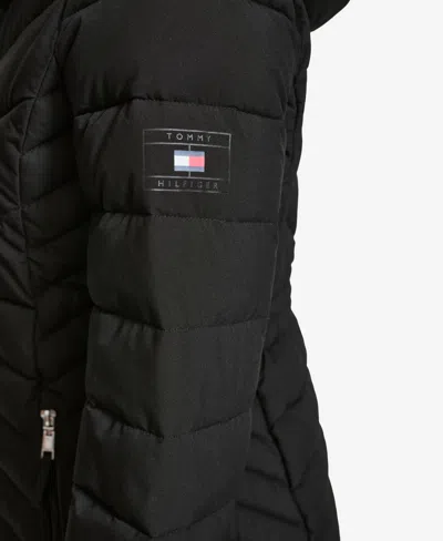 Tommy Hilfiger Women's Long Sleeves Hooded Puffer Jacket In Black