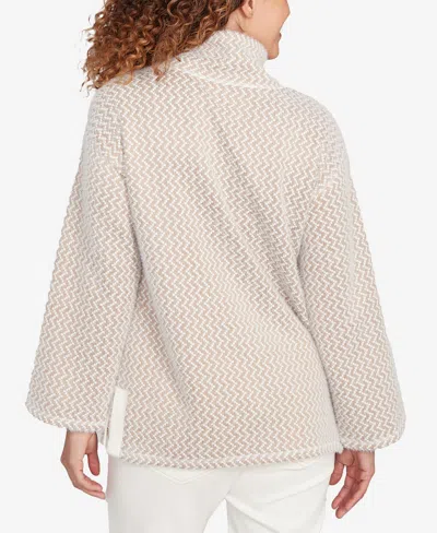 Ruby Rd. Petite Zig Zag Snappy Knit Top In White