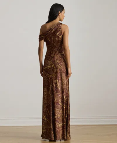 Ralph Lauren Women's Print Buckle-trim Off-the-shoulder Gown In Multi