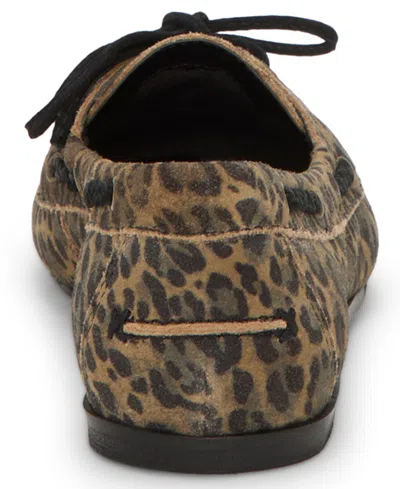 Lucky Brand Timini Leopard Print Suede Boat Shoe In Brown