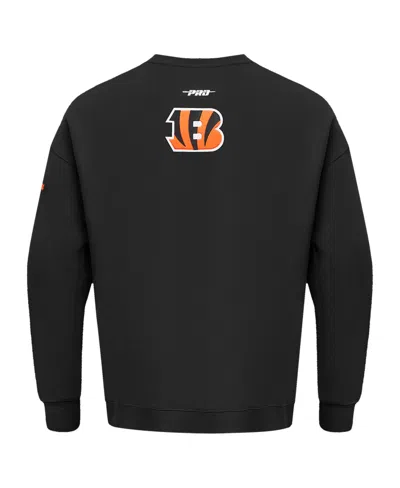 Pro Standard Men's Black Cincinnati Bengals Turn It Up Drop Shoulder Pullover Sweatshirt In Black