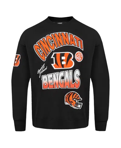 Pro Standard Men's Black Cincinnati Bengals Turn It Up Drop Shoulder Pullover Sweatshirt In Black