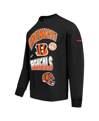 Pro Standard Men's Black Cincinnati Bengals Turn It Up Drop Shoulder Pullover Sweatshirt In Black