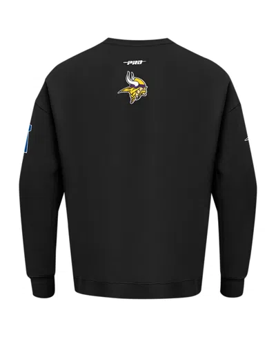Pro Standard Men's Black Minnesota Vikings Turn It Up Drop Shoulder Pullover Sweatshirt In Black