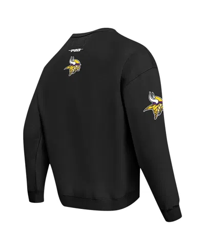 Pro Standard Men's Black Minnesota Vikings Turn It Up Drop Shoulder Pullover Sweatshirt In Black