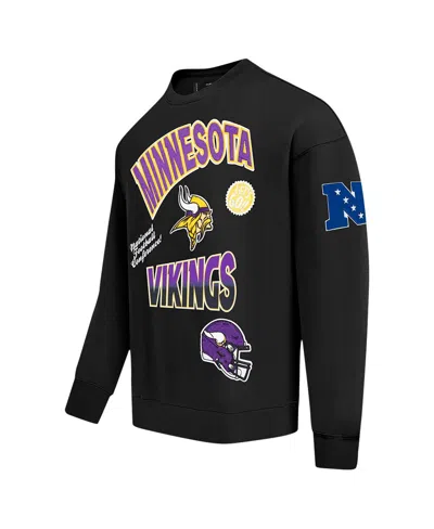 Pro Standard Men's Black Minnesota Vikings Turn It Up Drop Shoulder Pullover Sweatshirt In Black