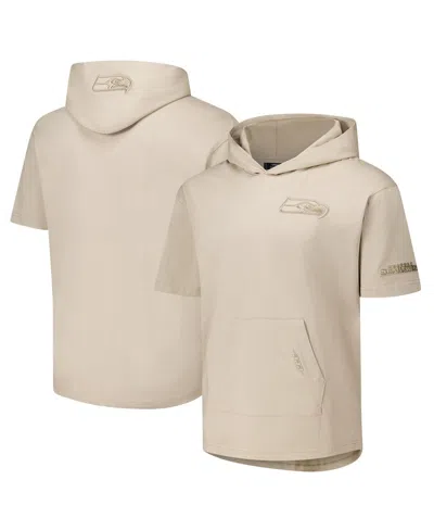 Pro Standard Men's Tan Seattle Seahawks Neutrals Capsule Short Sleeve Pullover Hoodie In Neutral