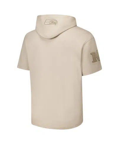 Pro Standard Men's Tan Seattle Seahawks Neutrals Capsule Short Sleeve Pullover Hoodie In Neutral