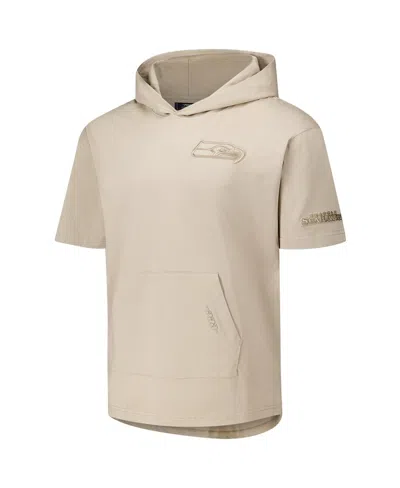 Pro Standard Men's Tan Seattle Seahawks Neutrals Capsule Short Sleeve Pullover Hoodie In Neutral