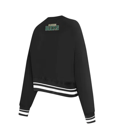 Pro Standard Women's Black Milwaukee Bucks Area Code Cropped Pullover Sweatshirt In Black
