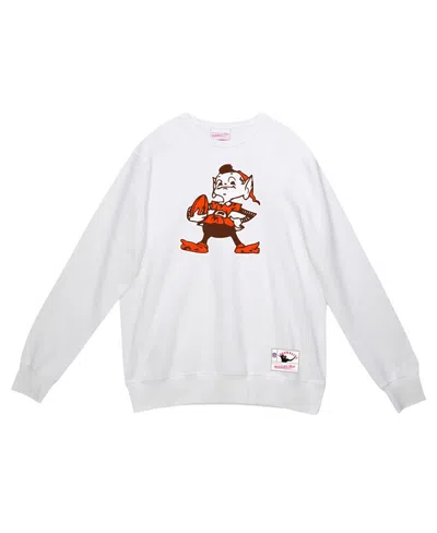 Mitchell & Ness Men's White Cleveland Browns Basic Fleece Pullover Sweatshirt In White